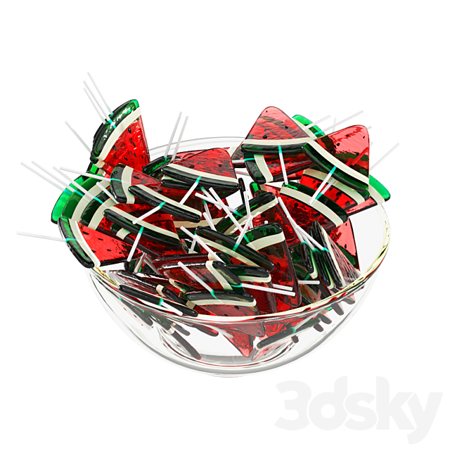 Glass bowl with lollipops 3DS Max Model - thumbnail 4