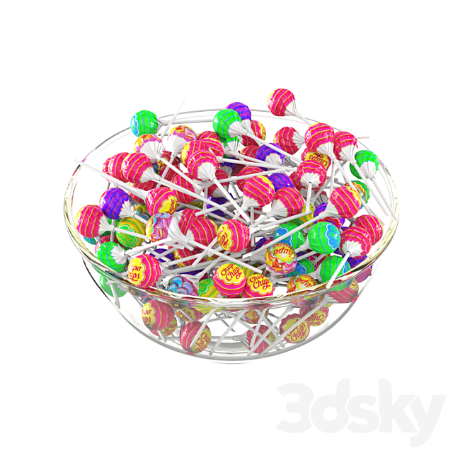 Glass bowl with lollipops 3DS Max Model - thumbnail 5