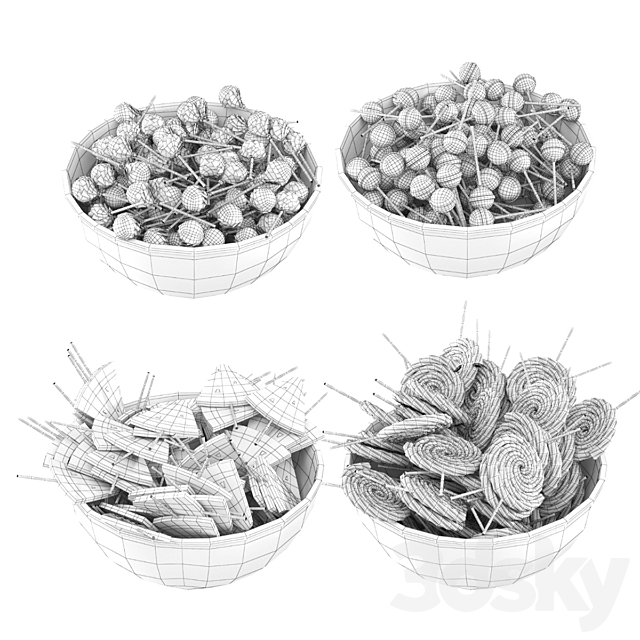 Glass bowl with lollipops 3DS Max Model - thumbnail 7