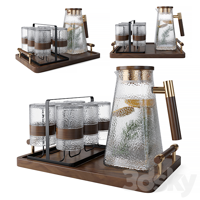 Glass Decanter Set 3 3ds Max - thumbnail 1