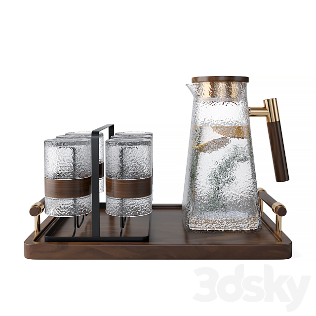 Glass Decanter Set 3 3ds Max - thumbnail 2