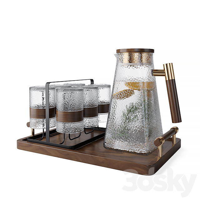 Glass Decanter Set 3 3ds Max - thumbnail 3