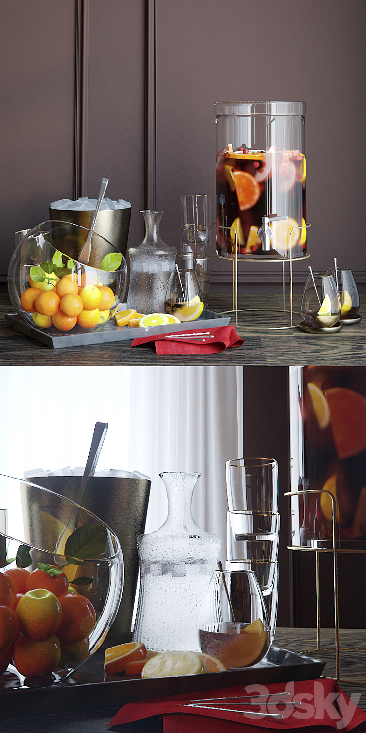 Glass drink dispenser by Crate and Barrel 3DS Max - thumbnail 2