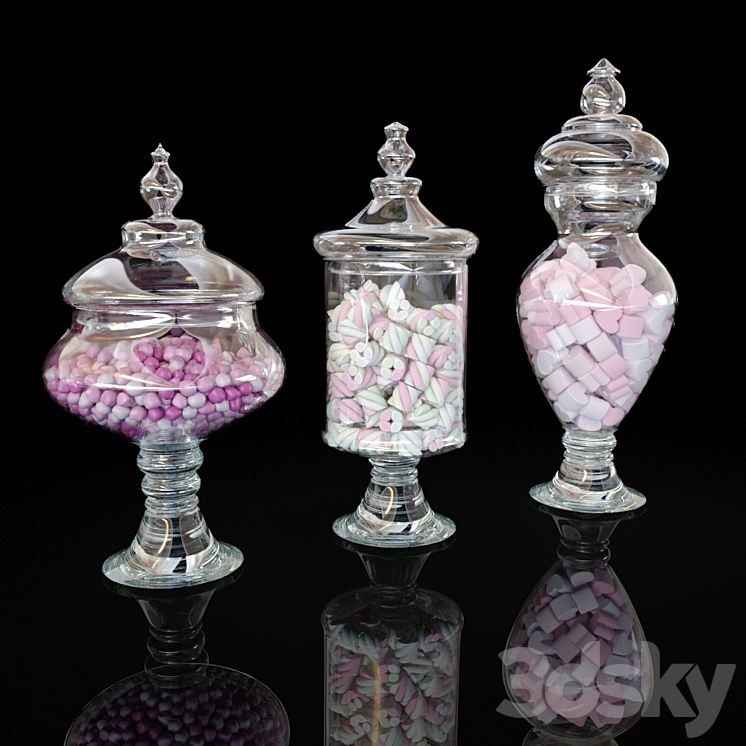 Glass Jars with Candy 3DS Max - thumbnail 1