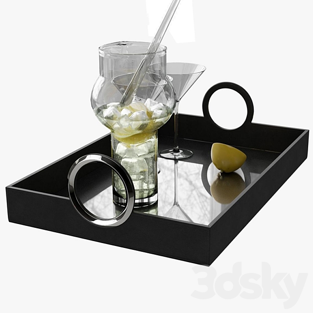 Global Views Leather Serving Tray 3DSMax File - thumbnail 2