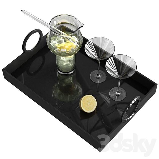 Global Views Leather Serving Tray 3DSMax File - thumbnail 3