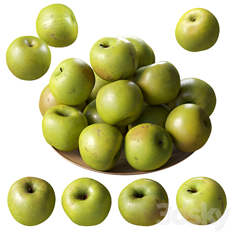 Granny Smith Apples. 4 models 3DS Max Model - thumbnail 1