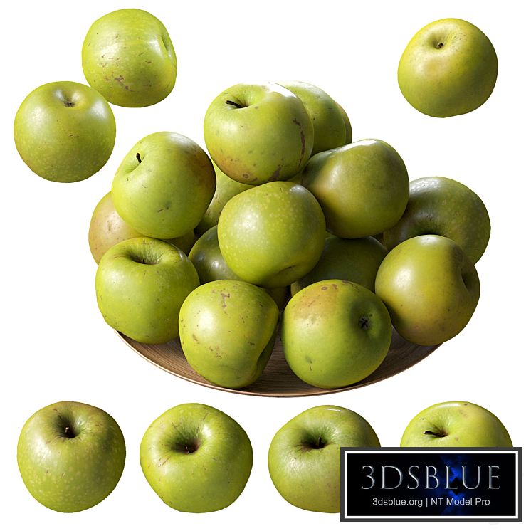 Granny Smith Apples. 4 models 3DS Max - thumbnail 3