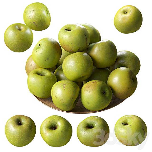 Granny Smith Apples. 4 models 3DSMax File - thumbnail 1