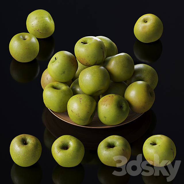 Granny Smith Apples. 4 models 3DSMax File - thumbnail 3