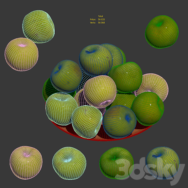 Granny Smith Apples. 4 models 3DSMax File - thumbnail 6