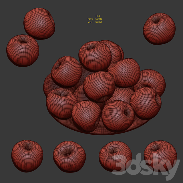 Granny Smith Apples. 4 models 3DSMax File - thumbnail 7