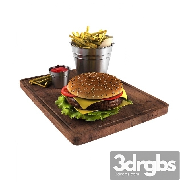 Hamburger Fried Potato 3dsmax Download - thumbnail 1