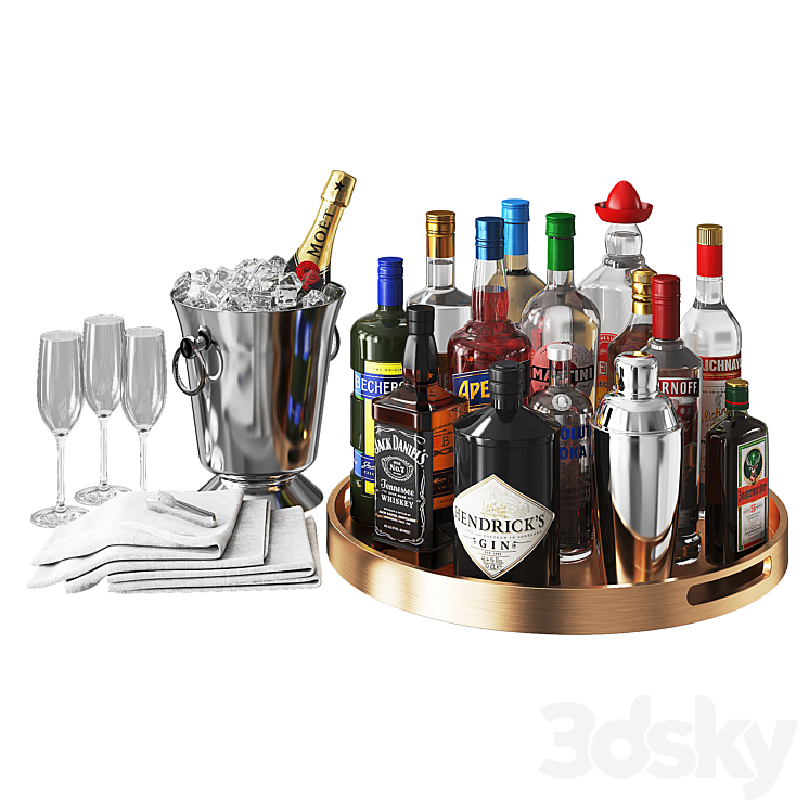 Home Bar Beverage Set 1 3DS Max - thumbnail 1