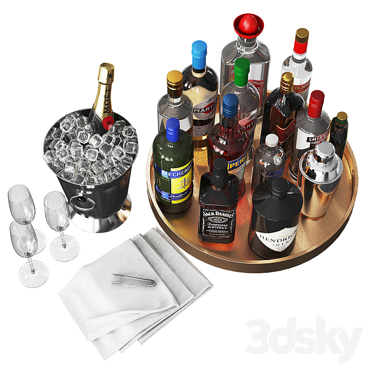 Home Bar Beverage Set 1 3DS Max - thumbnail 2