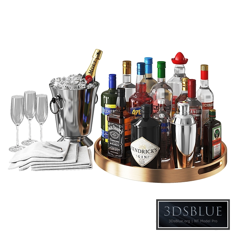 Home Bar Beverage Set 1 3DS Max - thumbnail 3