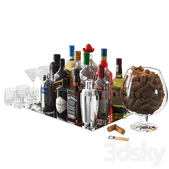 Home Bar Beverage Set 2 3ds Max - thumbnail 3