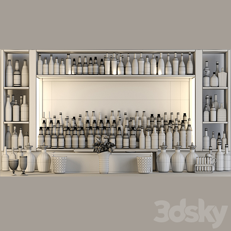 Huge bar with alcohol. Pub 3DS Max - thumbnail 2