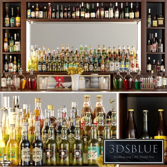 Huge bar with alcohol. Pub 3DS Max - thumbnail 3