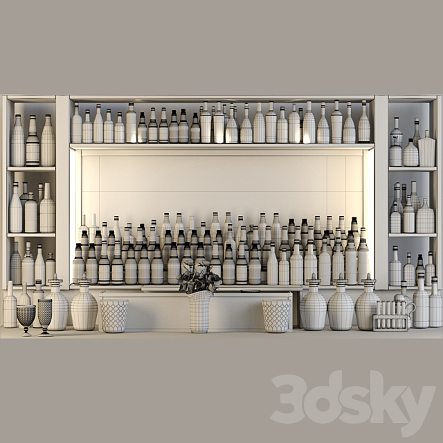 Huge bar with alcohol. Pub 3DSMax File - thumbnail 2