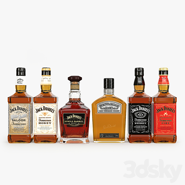 Jack daniel's bottles collection 3DS Max - thumbnail 1