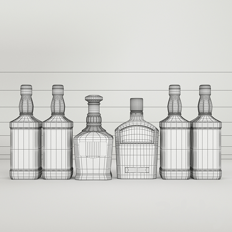 Jack daniel's bottles collection 3DS Max - thumbnail 2