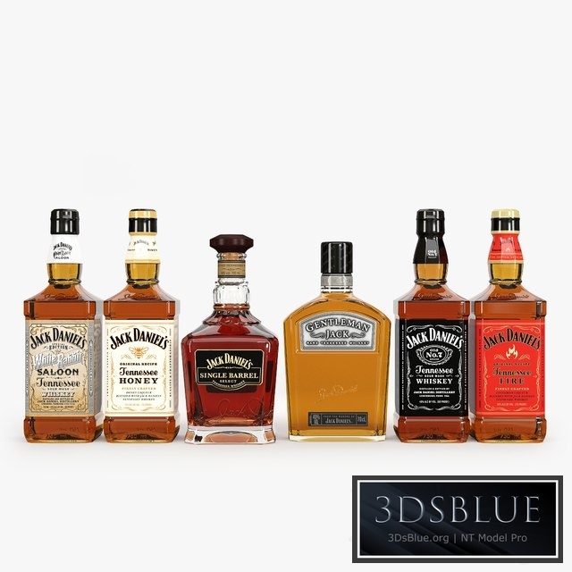 Jack daniel's bottles collection 3DS Max - thumbnail 3