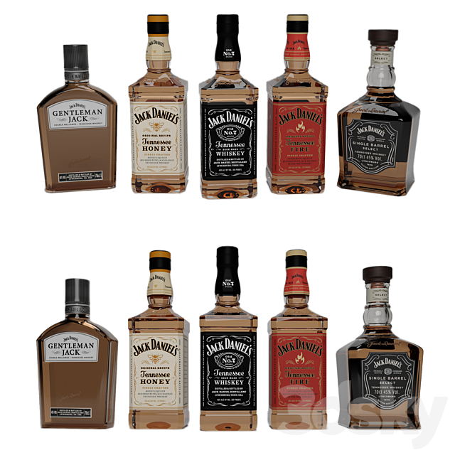 Jack daniels bottomles 3ds Max - thumbnail 1