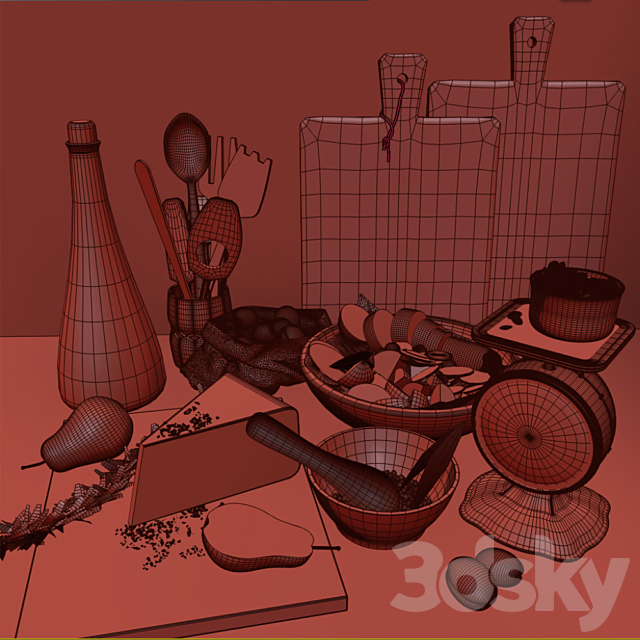 Kitchen Set 01 3DS Max Model - thumbnail 3