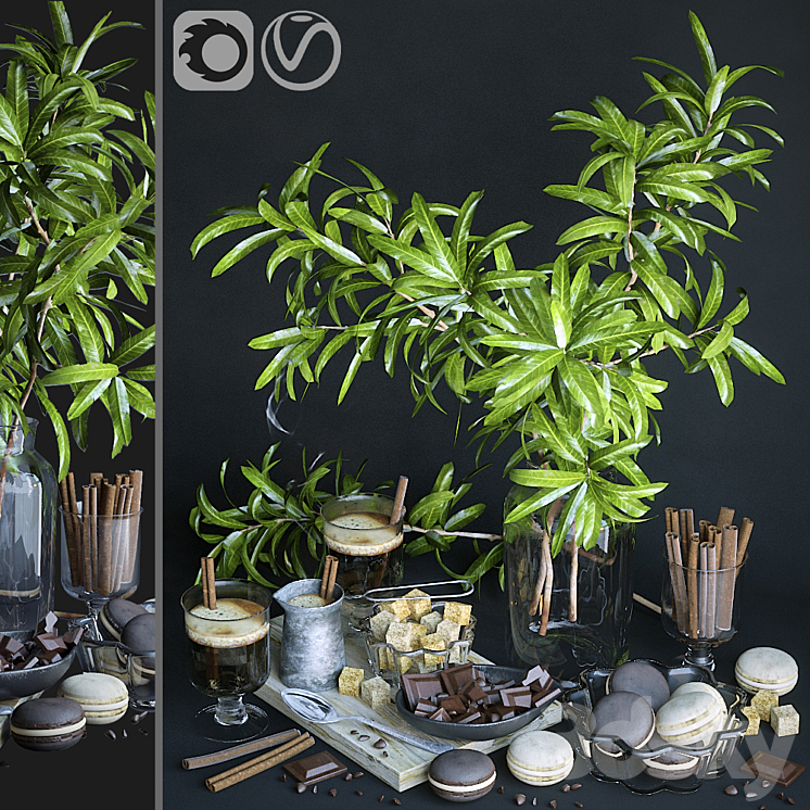 Kitchen set with mango branches 3DS Max - thumbnail 1