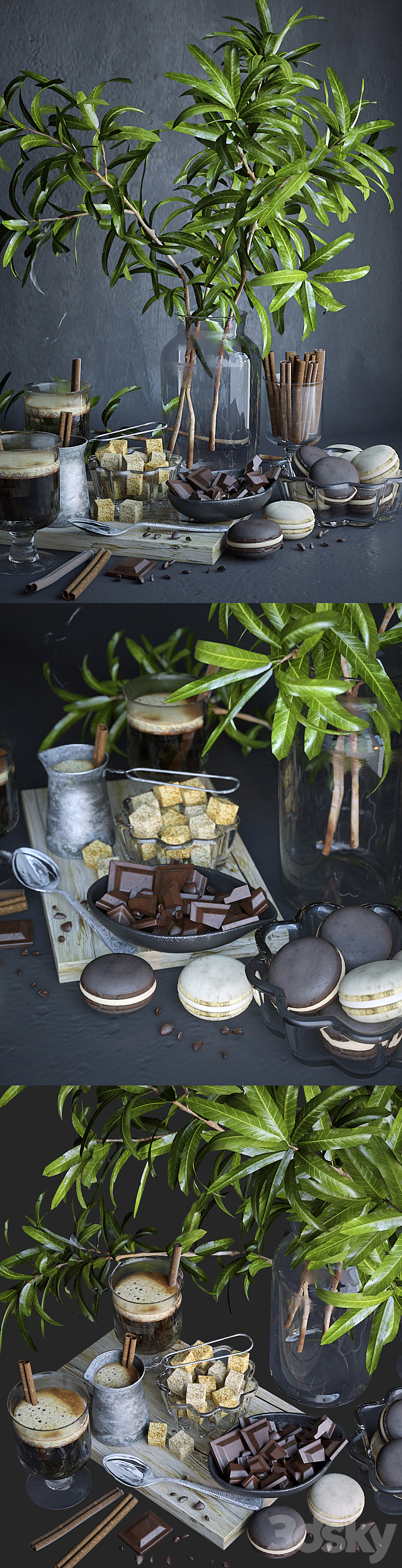 Kitchen set with mango branches 3DS Max - thumbnail 2