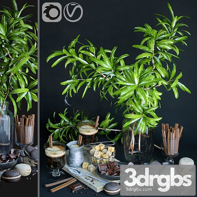 Kitchen set with mango branches 3dsmax Download - thumbnail 1