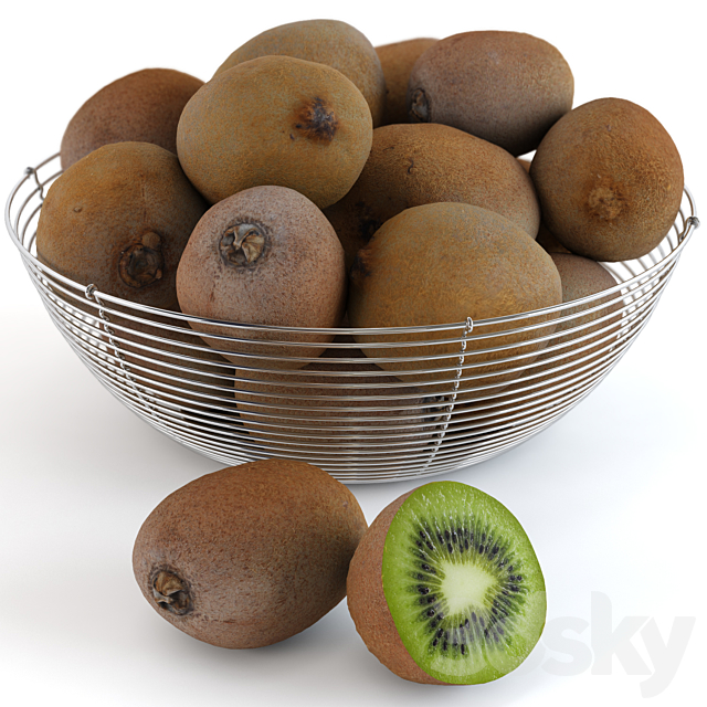 Kiwi in a bowl and fresh 3DS Max Model - thumbnail 3