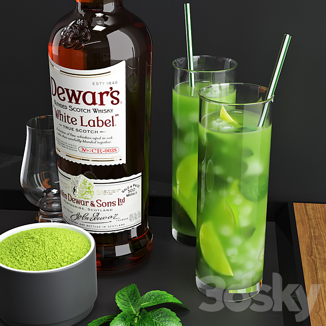 Matcha cocktail set 3DS Max Model - thumbnail 2