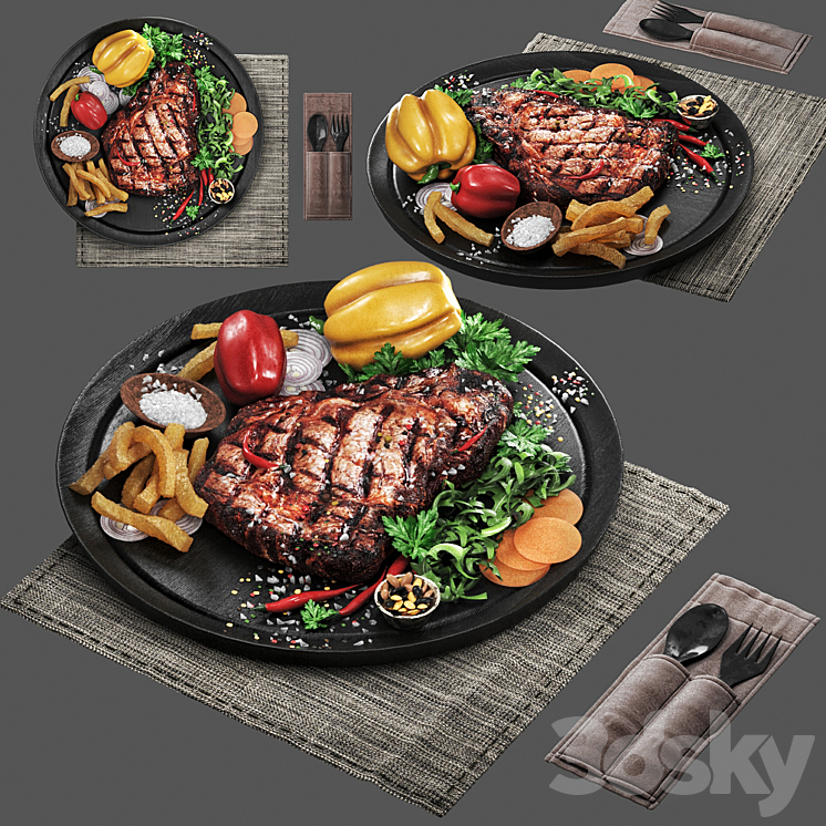 meat steak 3DS Max Model - thumbnail 3