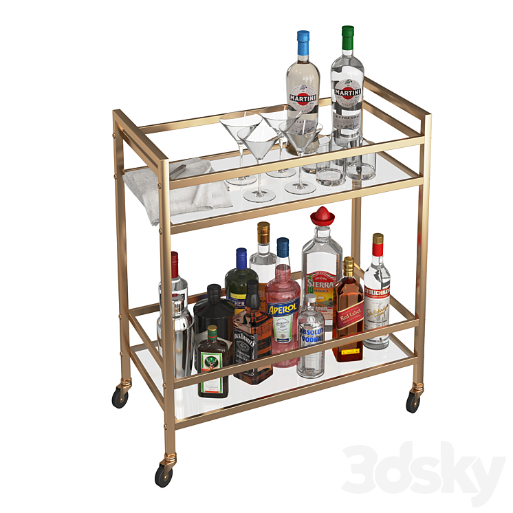 Mini Bar Beverage Table 3DS Max - thumbnail 1