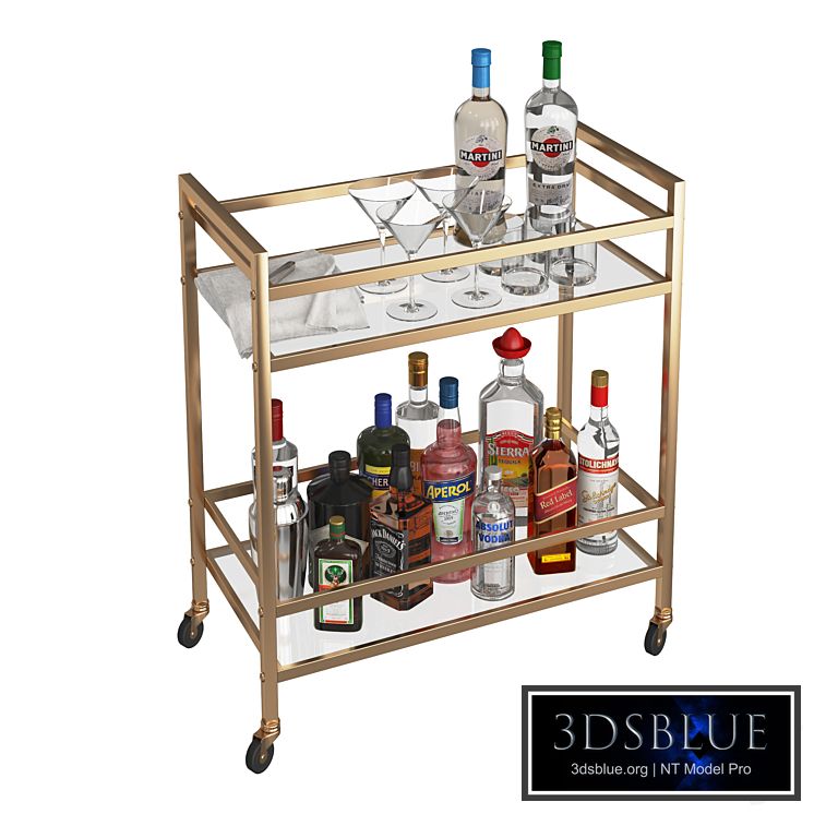 Mini Bar Beverage Table 3DS Max - thumbnail 3