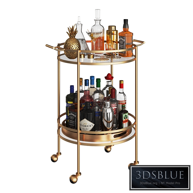 Mini Bar Beverage Table 3DS Max - thumbnail 3