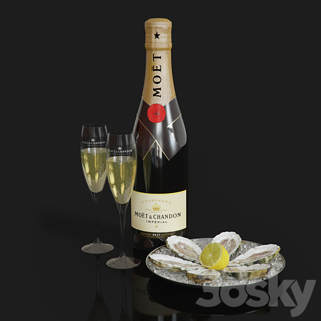 Moet & Chandon + oyster 3ds Max - thumbnail 1