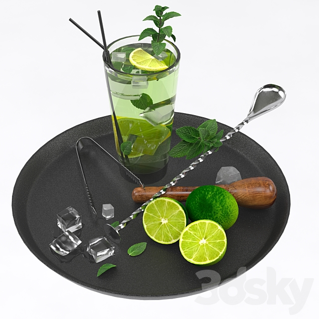 mojito cocktail set 3ds Max - thumbnail 1