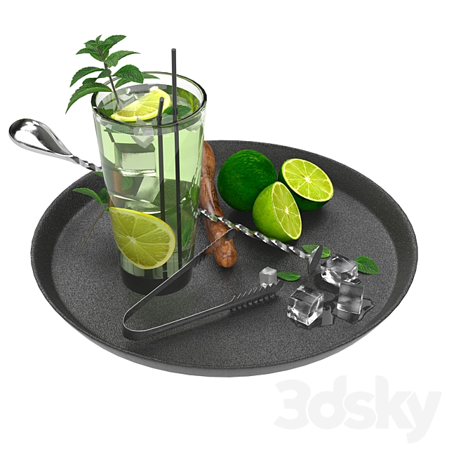 mojito cocktail set 3ds Max - thumbnail 3