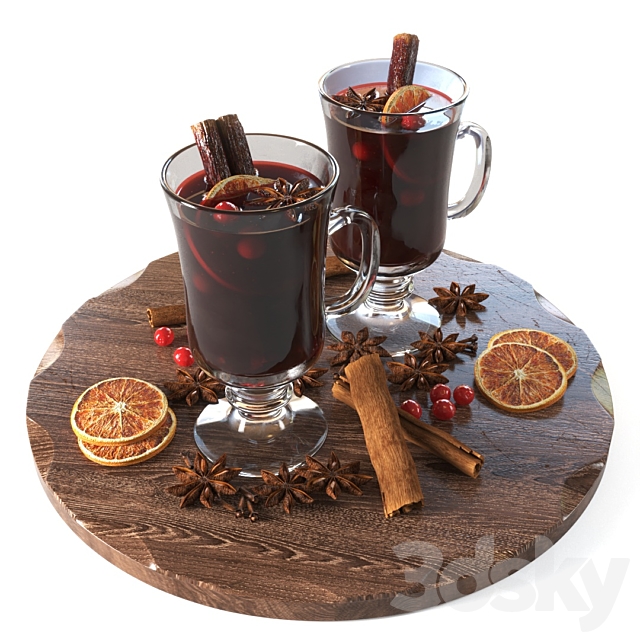 Mugs with Mulled Wine and Spices 3ds Max - thumbnail 1