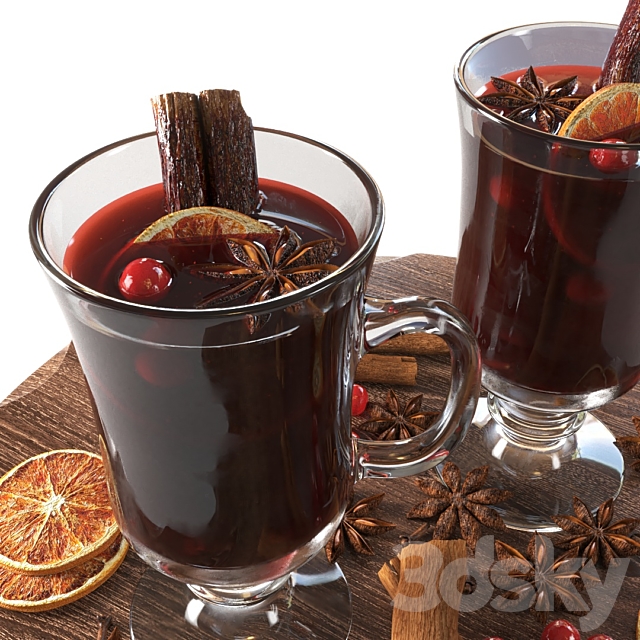 Mugs with Mulled Wine and Spices 3ds Max - thumbnail 2