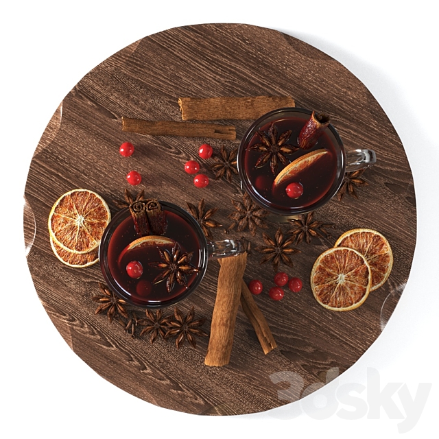 Mugs with Mulled Wine and Spices 3ds Max - thumbnail 3