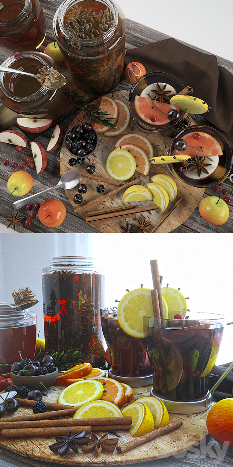 Mulled wine with honey 3DS Max - thumbnail 2