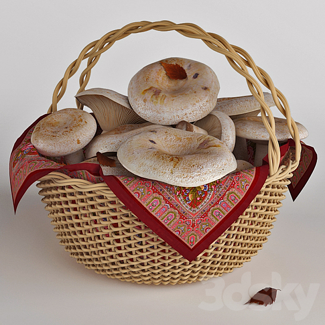 Mushrooms in a basket. White mushrooms 3DSMax File - thumbnail 1