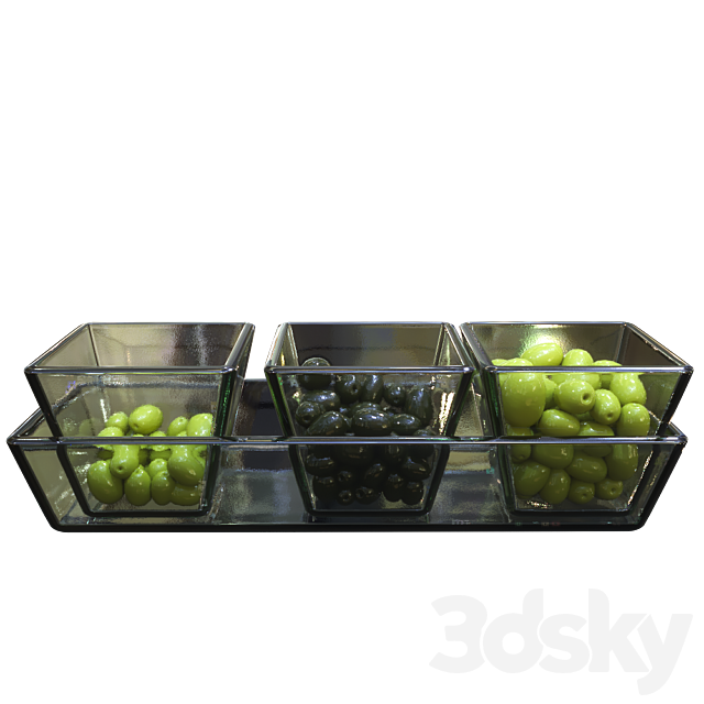 Olives and olives in bowls. 3DSMax File - thumbnail 1