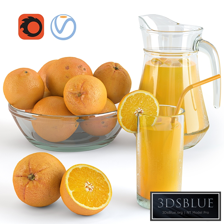 Oranges and Orange Juice 3DS Max - thumbnail 3