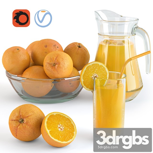 Oranges and orange juice 3dsmax Download - thumbnail 1