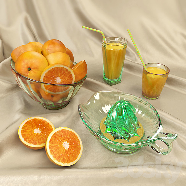 Oranges. Manual Juicer. Juice. 3DSMax File - thumbnail 1